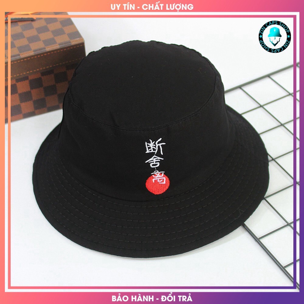 Mũ Bucket Thêu Chữ Tàu