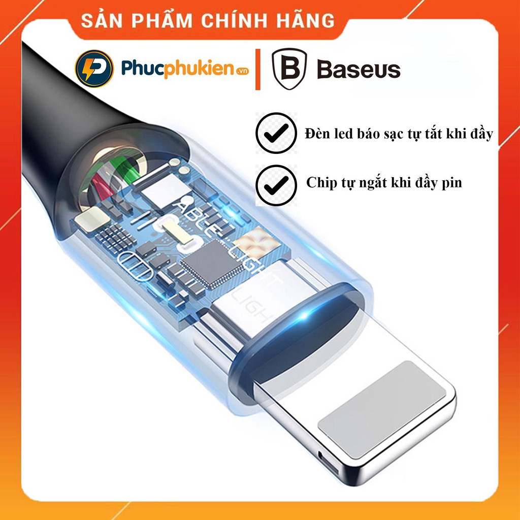 Sạc iPhone tự ngắt chính hãng Baseus C-shaped hỗ trợ sạc nhanh 12w cho iPhone 5 đến 12 pro max - Phúc Phụ Kiện