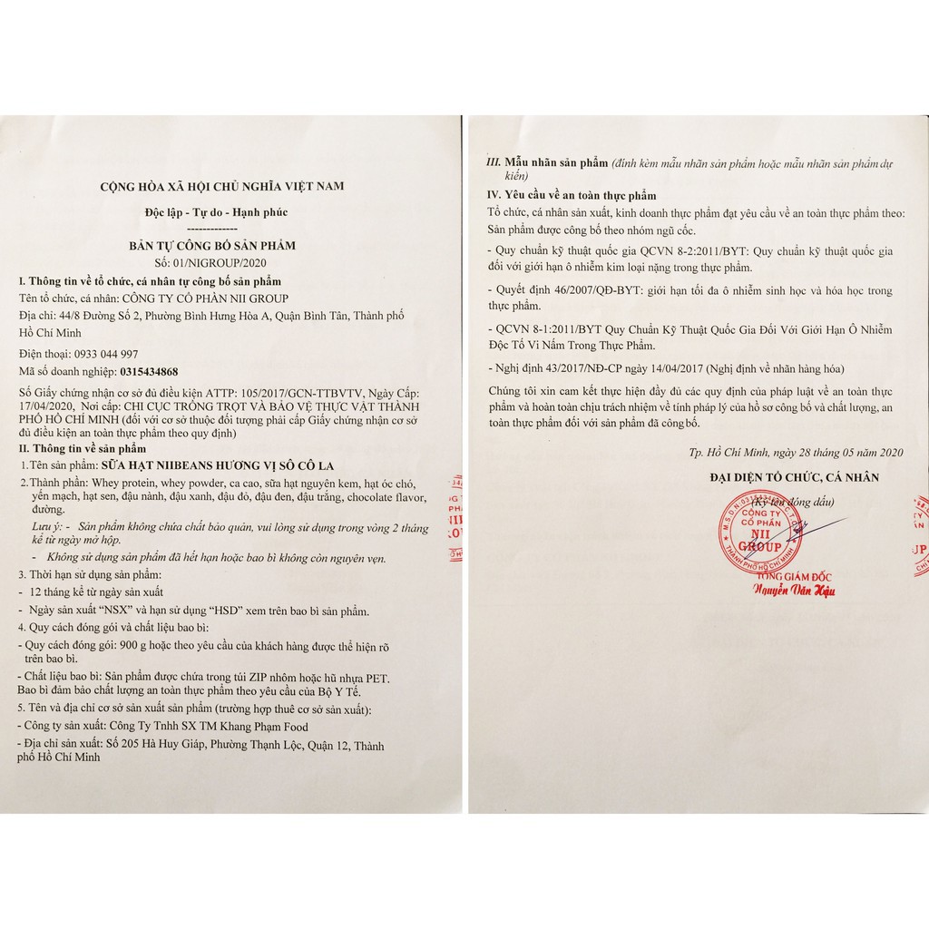 [Mã SKAMLTB079 giảm 20K đơn 0Đ] 0[Tặng bình lắc] Sữa hạt NiiBeans Tăng Cân Tăng Cơ Gymmer hương vị Socola