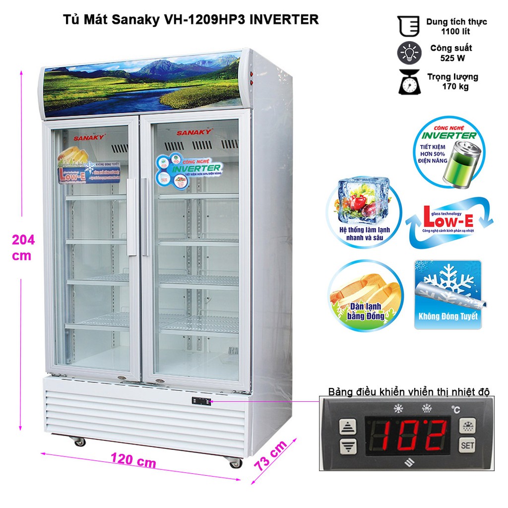 Tủ Mát Sanaky Inverter VH-1209HP3 (1200 Lít) (Miễn phí giao tại HCM-ngoài tỉnh liên hệ shop) 5.0