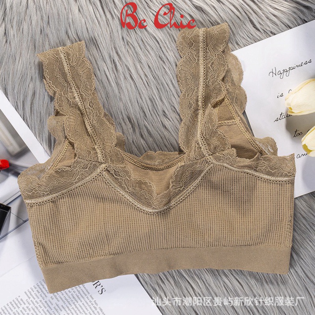 Áo Bra Nữ , Áo Lót Nữ gân tăm dây viền ren bèo nâng ngực gợi cảm BC_CHIC LINGERIE