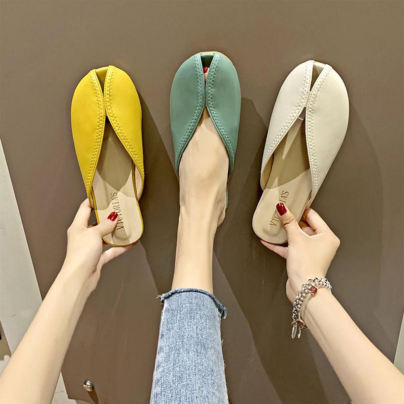 Dép lười đế bệt mũi tròn thời trang nữ 2020