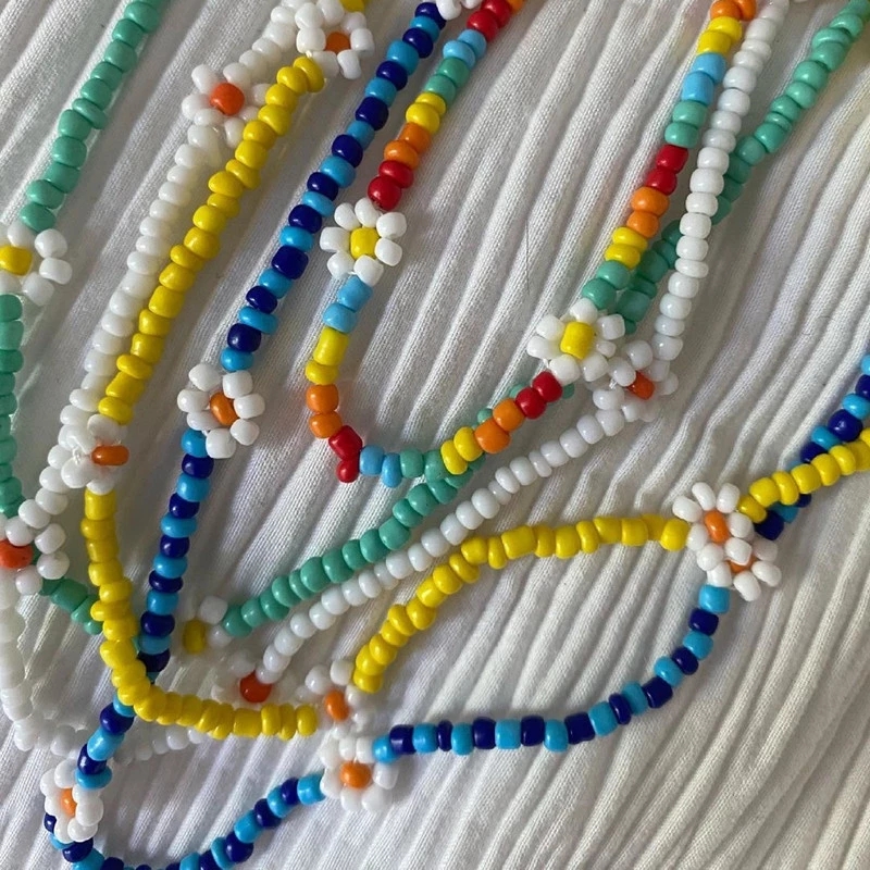 Vòng cổ mặt hình hoa cúc bằng kim loại nhiều màu sắc phong cách Bohemian cổ điển thời trang cho nữ