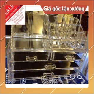 Sẵn hàng KỆ MỸ PHẨM 4 TẦNG KÈM KHAY SON TRONG SUỐT