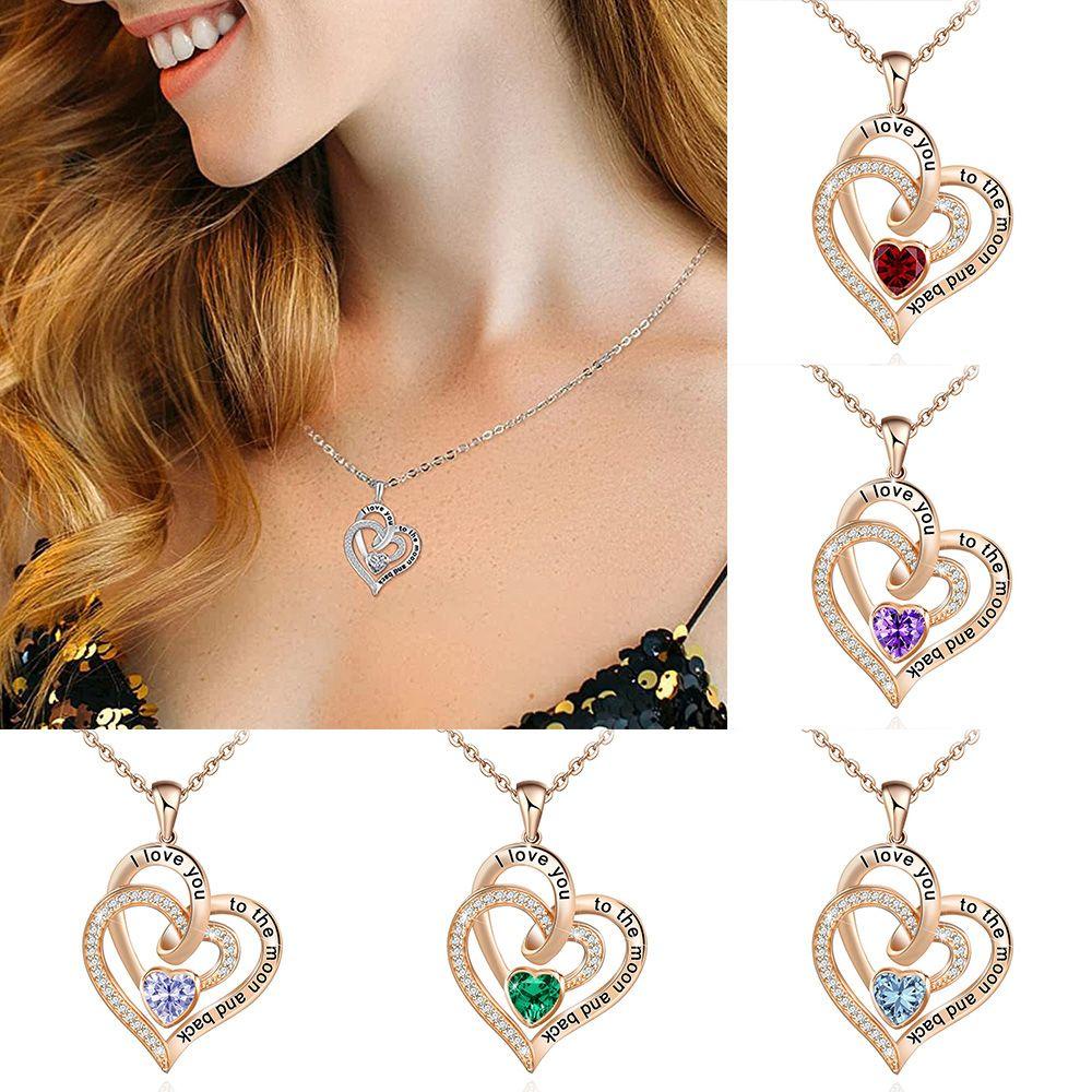 Vòng cổ Mặt Trăng Và Trái Tim Khắc Chữ I Love You to The Moon and Back