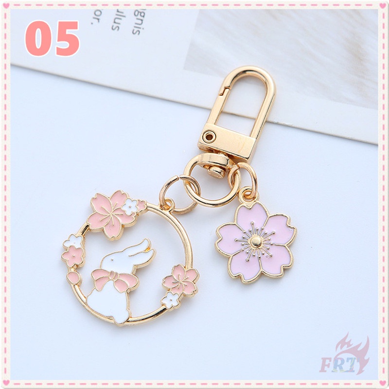 Móc khóa trang trí túi xác hình thỏ hoa đào 5 kiểu tùy chọn dễ thương