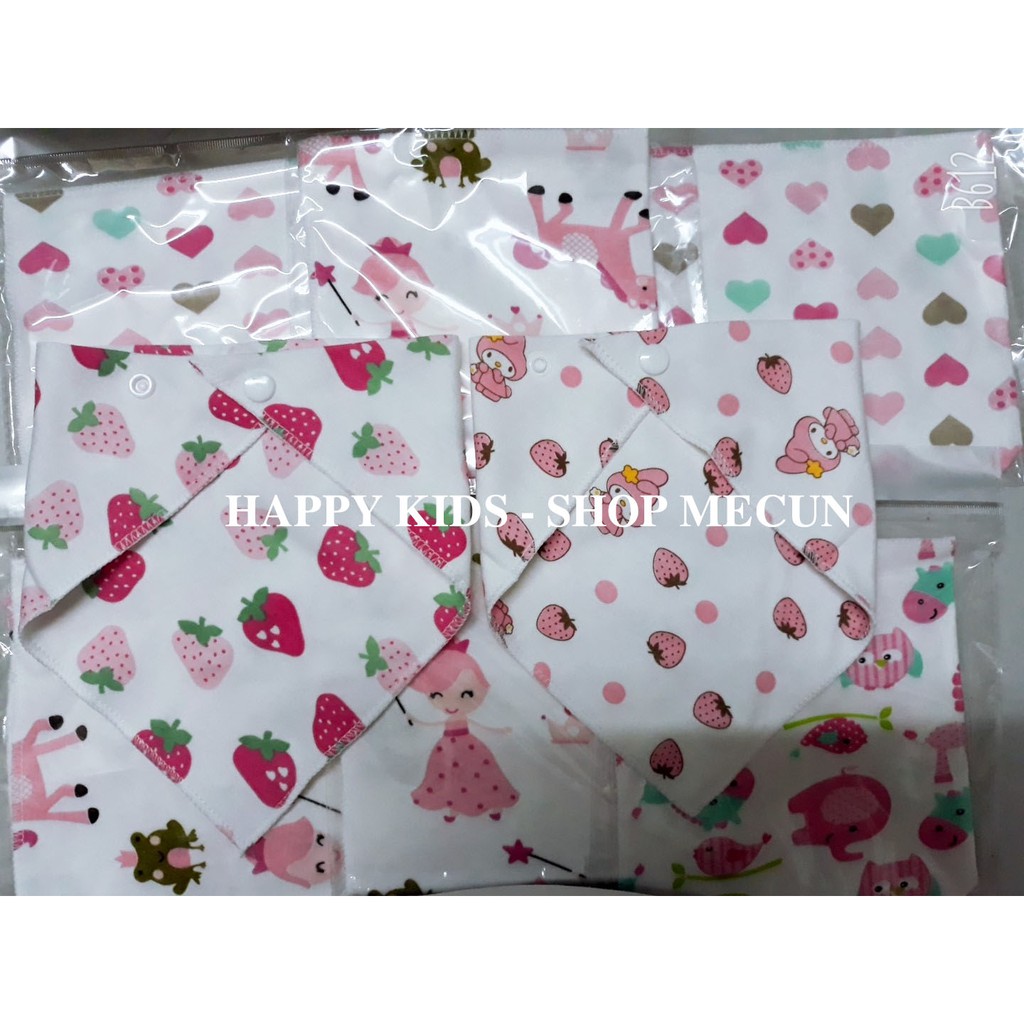 Set 10c Yếm tam giác có cúc bấm chất cotton 100% cho bé