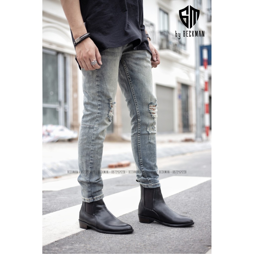 Giày Nam Chelsea Boots Da Bò Đế Gỗ BẢO HÀNH 12 THÁNG (Tặng Phụ Kiện Hộp + Lót)