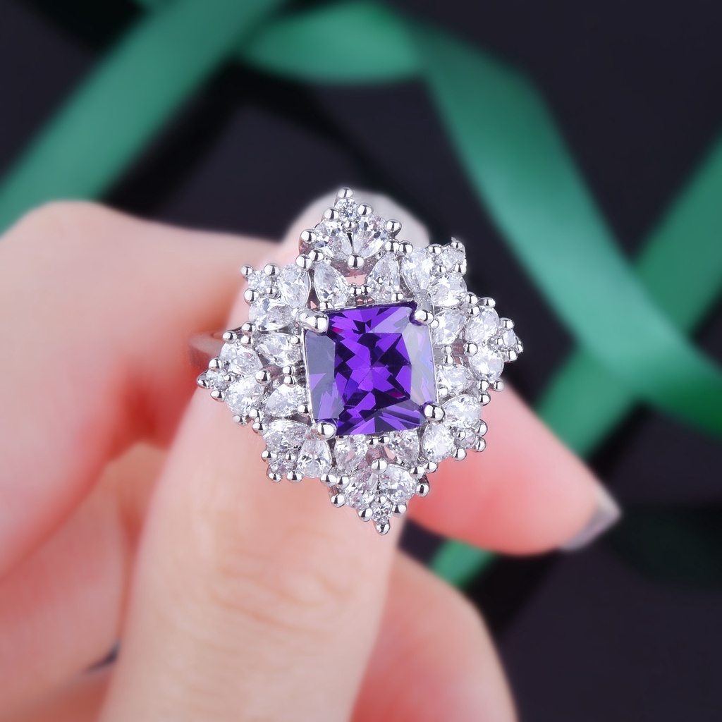 Bộ Vòng cổ Mặt Cánh Thiên Thần Màu Tím Đính Đá Tím Phong Cách Ý Cổ Điển-JHS2-S