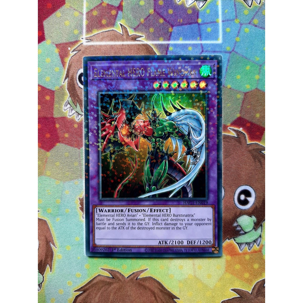 Thẻ Bài Yugioh Monster Elemental HERO Flame Wingman HAC1-EN019 Duel Terminal Ultra Rare Parallel 1st