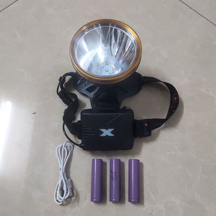 Đèn pin đội đầu 1 bóng siêu sáng chiếu xa 500m, chống thấm nước, 3 Pin sạc 18650 3600mAh, đèn pin đeo trán 3 chế độ