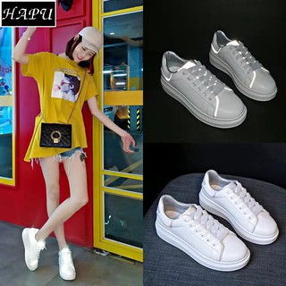 Giày nữ đẹp siêu hot HAPU trắng gót cầu vồng phản quang