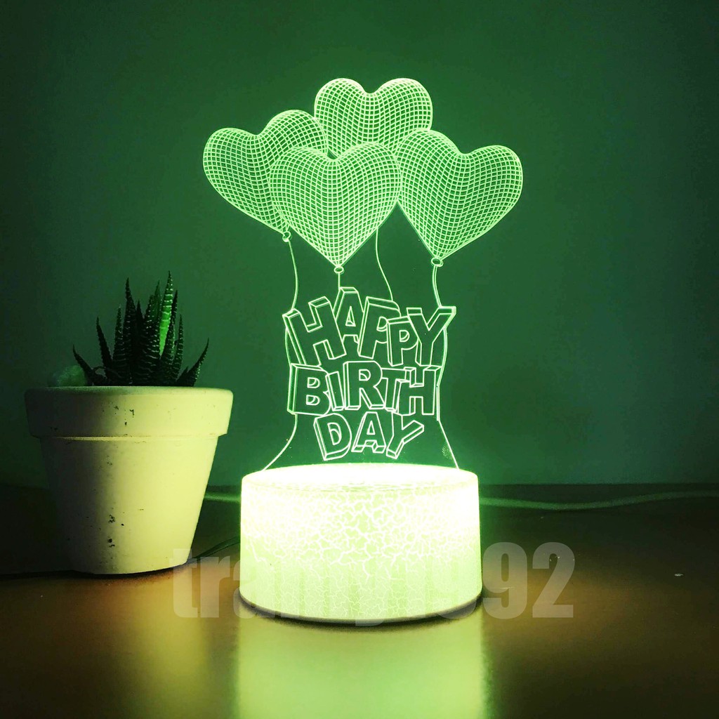 Đèn ngủ 3D HAPPY BIRTHDAY BAY, đèn trang trí, quà tặng sinh nhật độc đáo