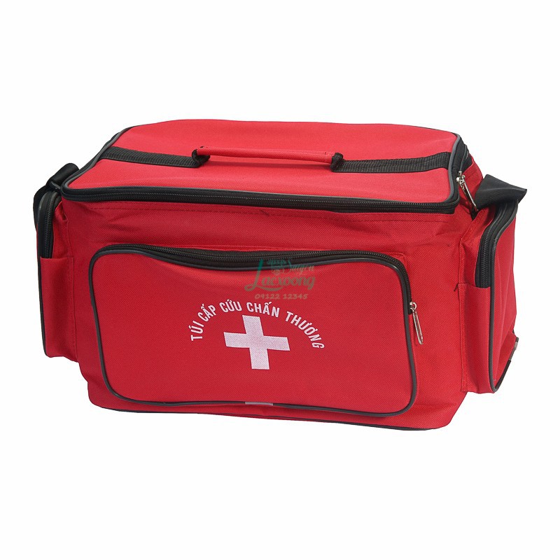 (Hàng đẹp) Túi y tế, túi cứu thương màu đỏ cỡ lớn 34x22x22cm