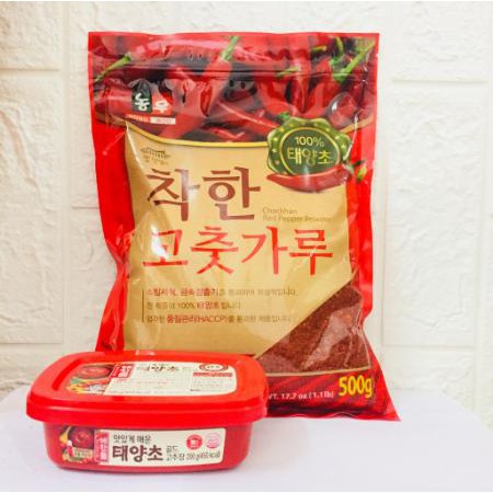 COMBO Ớt Bột Hàn Quốc Nong Woo 500g và Tương Ớt Hàn Quốc 200g