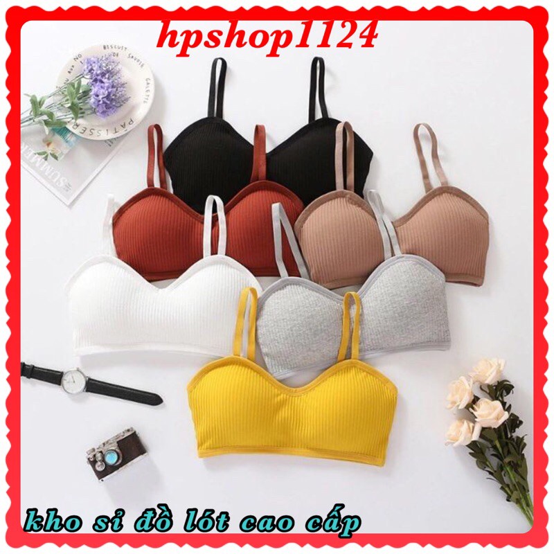 Áo ngực nữ - áo bra cotton tăm 2 dây có đệm 9922 / 20193