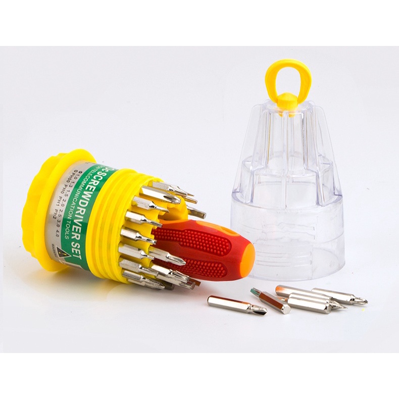 Bộ tua vít đa năng (Vàng) hộp tròn sửa chữa điện thoại, laptop, máy tính...