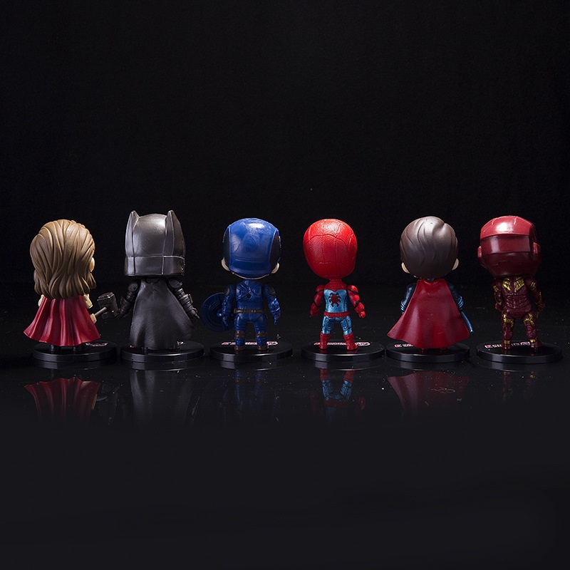 Bộ 6 nhân vật MÔ HÌNH AVENGER DR STRANGE IRON MAN SPIDER CAPTAIN MARVEL Caption America siêu anh hùng