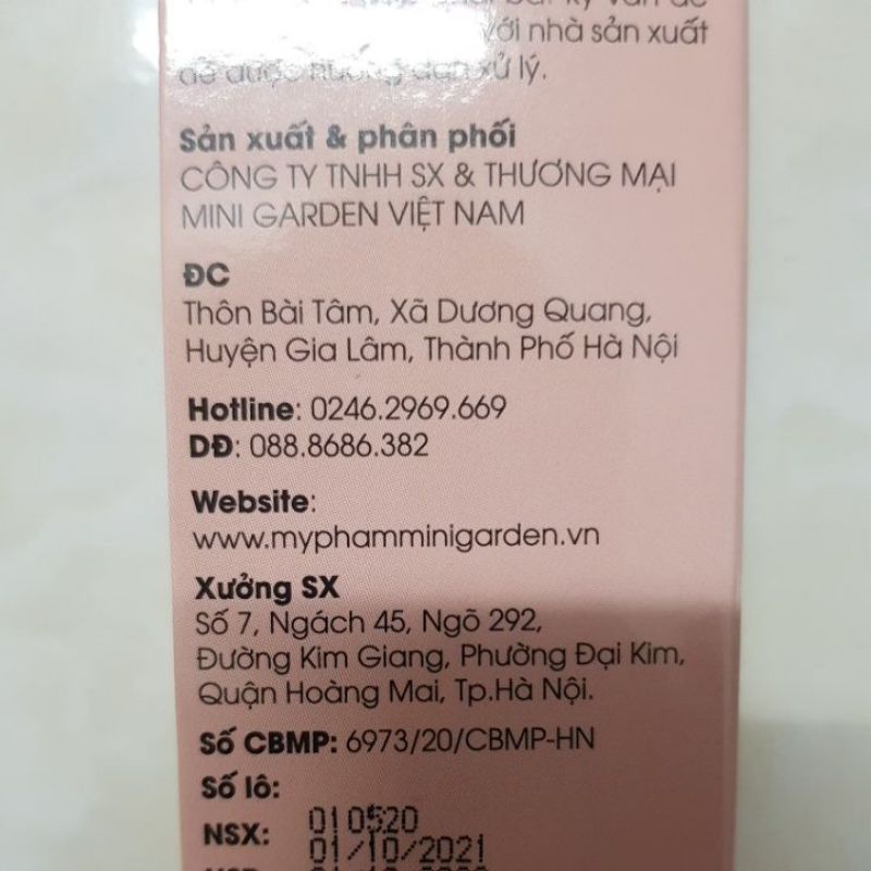 Kem dưỡng toàn thân kem body men bia Mini Garden whitening body cream SPF 25 PA ++ dưỡng trắng da PV1007