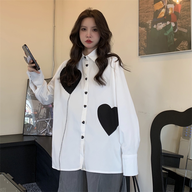 Áo Sơ Mi Trắng Tay Dài Dáng Rộng Màu Trơn Đơn Giản Thời Trang Phong Cách Hàn Quốc Cho Nữ
