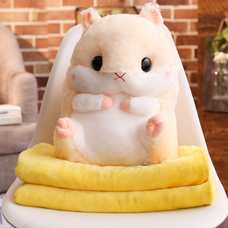 Dễ Thương Bộ Chăn Gối Đa Năng Hình Chuột Hamster Đáng Yêu