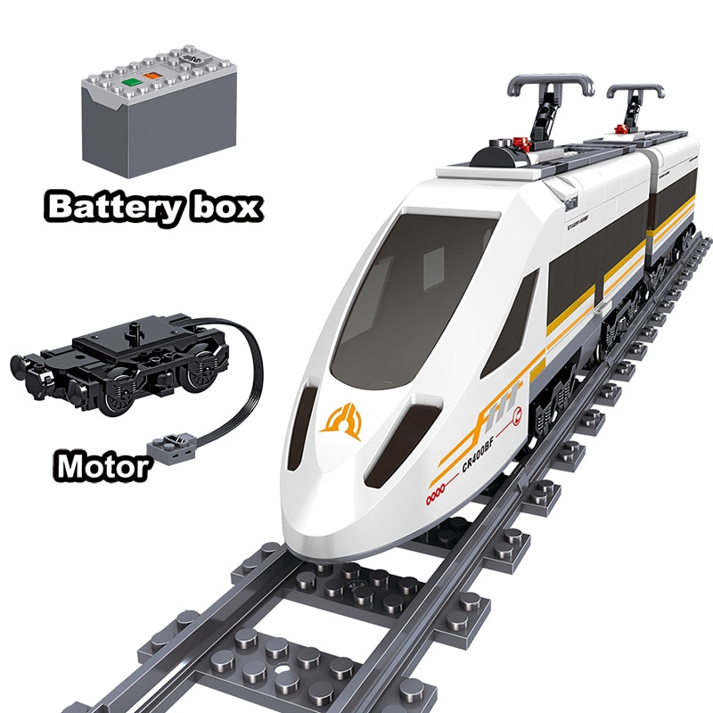 Lego Compatible City Police Revival High Speed Rail Building Block Technic Railway Track Train Bricks Toys for Children