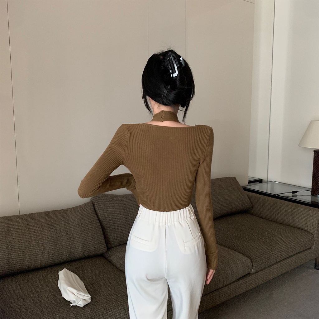 Áo len tăm cổ V vặn thừng 23Closet tay dài nữ kiểu dáng Hàn Quốc chất len tăm cao cấp co giãn tốt  -ALTT10