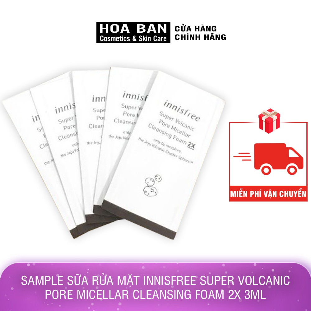 Sample sữa rửa mặt Innisfree Super Volcanic Pore Micellar Cleansing Foam 2x 3ml