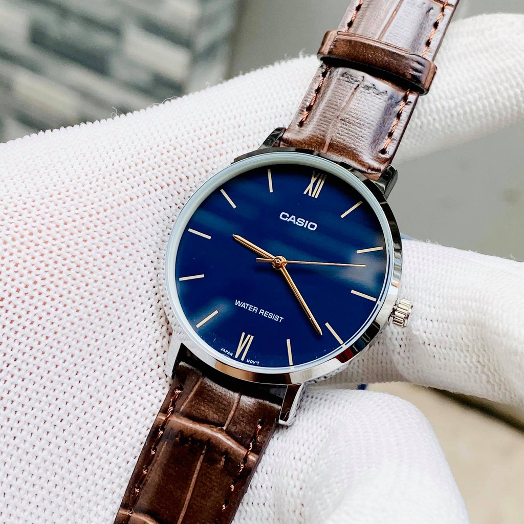ĐỒNG HỒ NAM DÂY DA CASIO MTP VT01L-2B CAROT WATCH