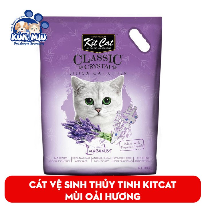 Cát thủy tinh cho mèo KitCat Màu tím - Cát vệ sinh Kitcat hương hoa oải hương