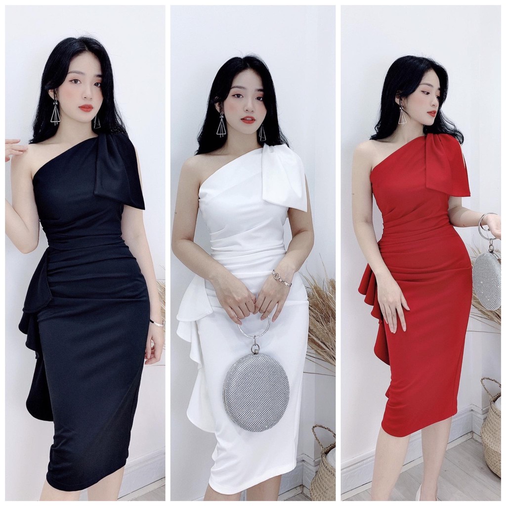 C15- siêu phẩm váy body lệch nơ vai