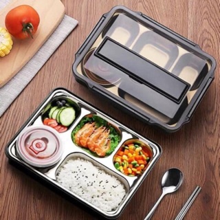 Hộp cơm văn phòng inox 5 ngăn có chỗ để điện thoại