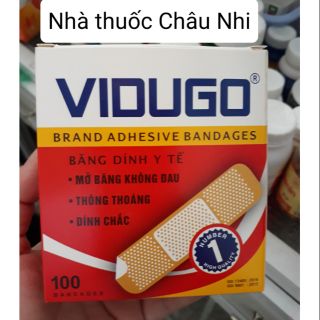 Băng keo cá nhân VIDUGO hộp 100 miếng- Dính chắc, mở băng không đau, thông thoáng