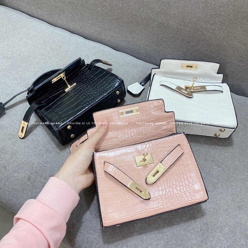 Túi đeo chéo dáng kelly da rắn size18 (3 màu) | BigBuy360 - bigbuy360.vn