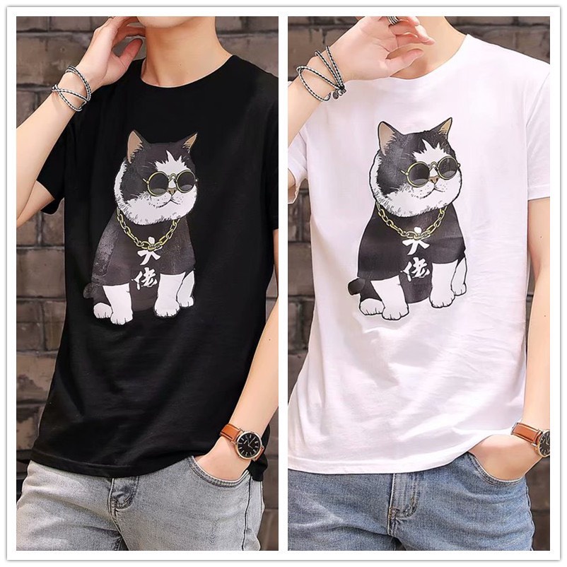 Áo thun nam nữ UNISEX mèo đại ca form rộng vải dày mịn