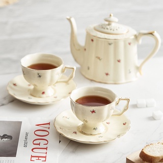 Bộ tách trà bằng gốm sứ phong cách retro châu âu
