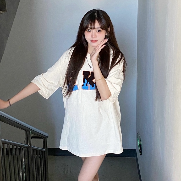 Áo Thun Tay Ngắn Cổ Tròn Dáng Rộng In Họa Tiết Thời Trang Cho Nữ