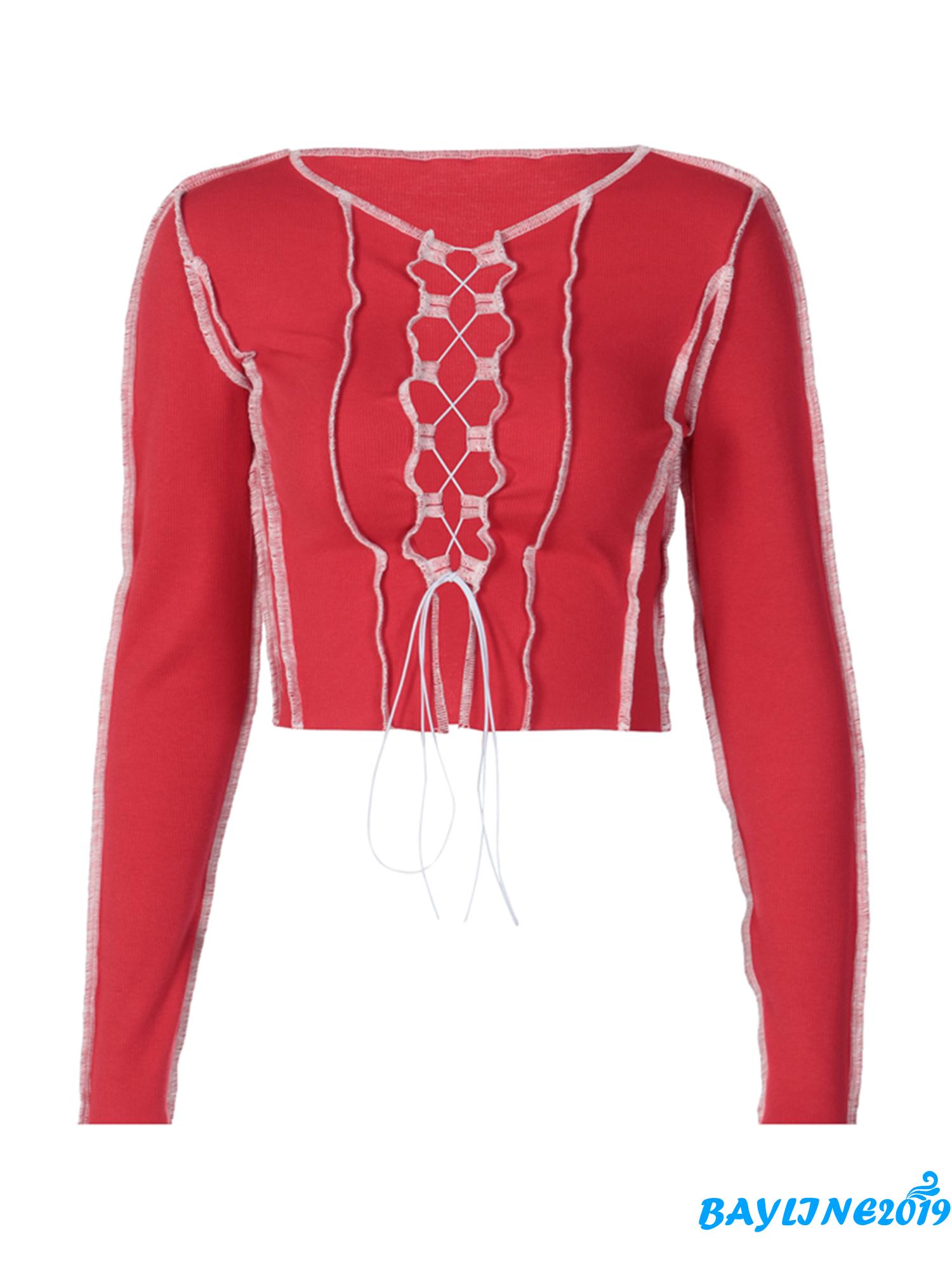 Áo Lửng Tay Dài Đan Dây Gợi Cảm Dành Cho Nữ | BigBuy360 - bigbuy360.vn