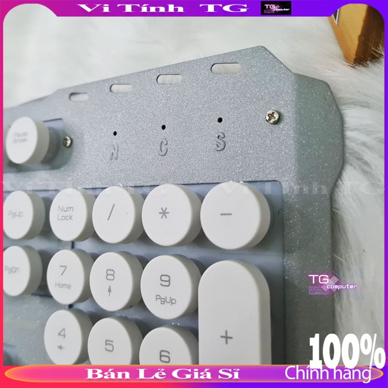 Bàn phím giả cơ gaming có led có dây nút tròn đế hợp kim màu trắng / đen ,.... VTTG40