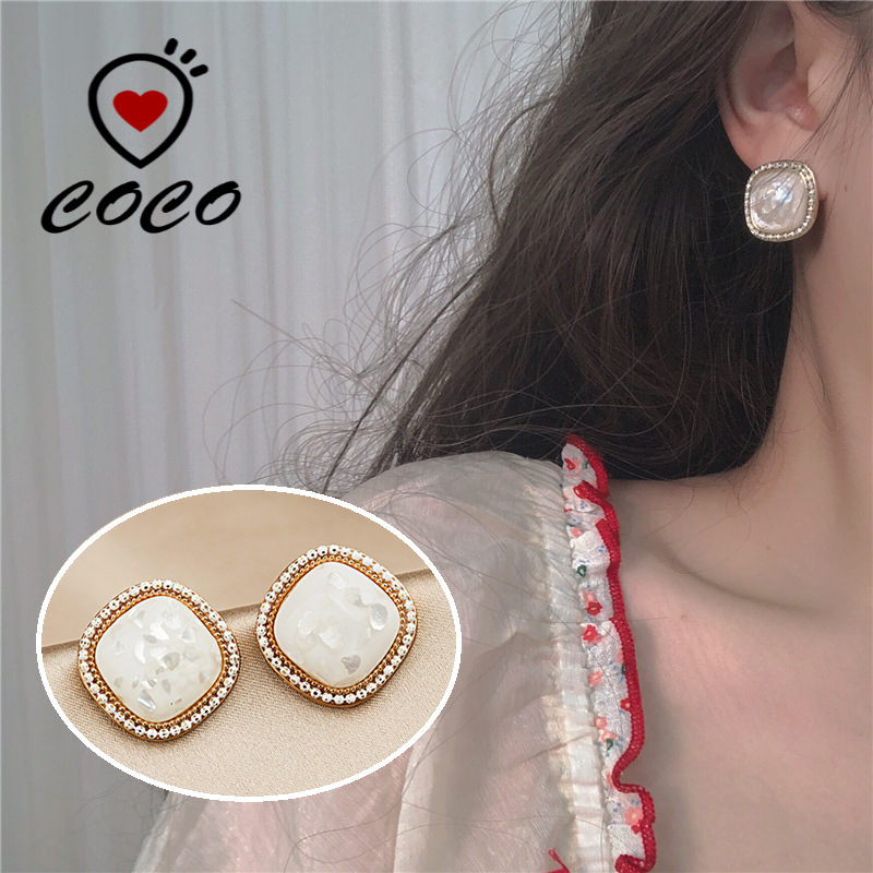 Hoa Tai Đính Đá Opal Phong Cách Hàn Quốc Cho Nữ