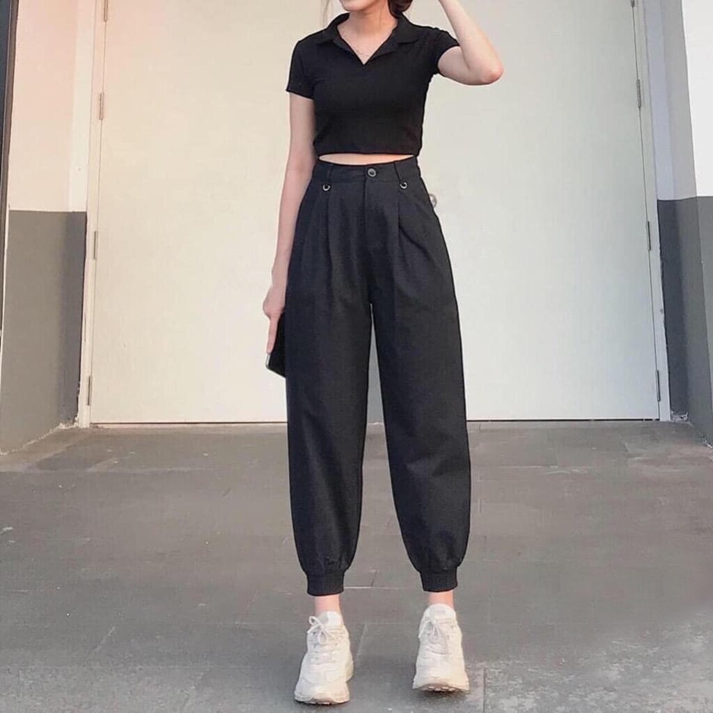 Áo Crotop Nữ Cổ Polo Ngắn Tay Cotton 100%, Dáng Ôm Body, Thoáng Mát, Co Giãn 4 Chiều, Không Xù A02