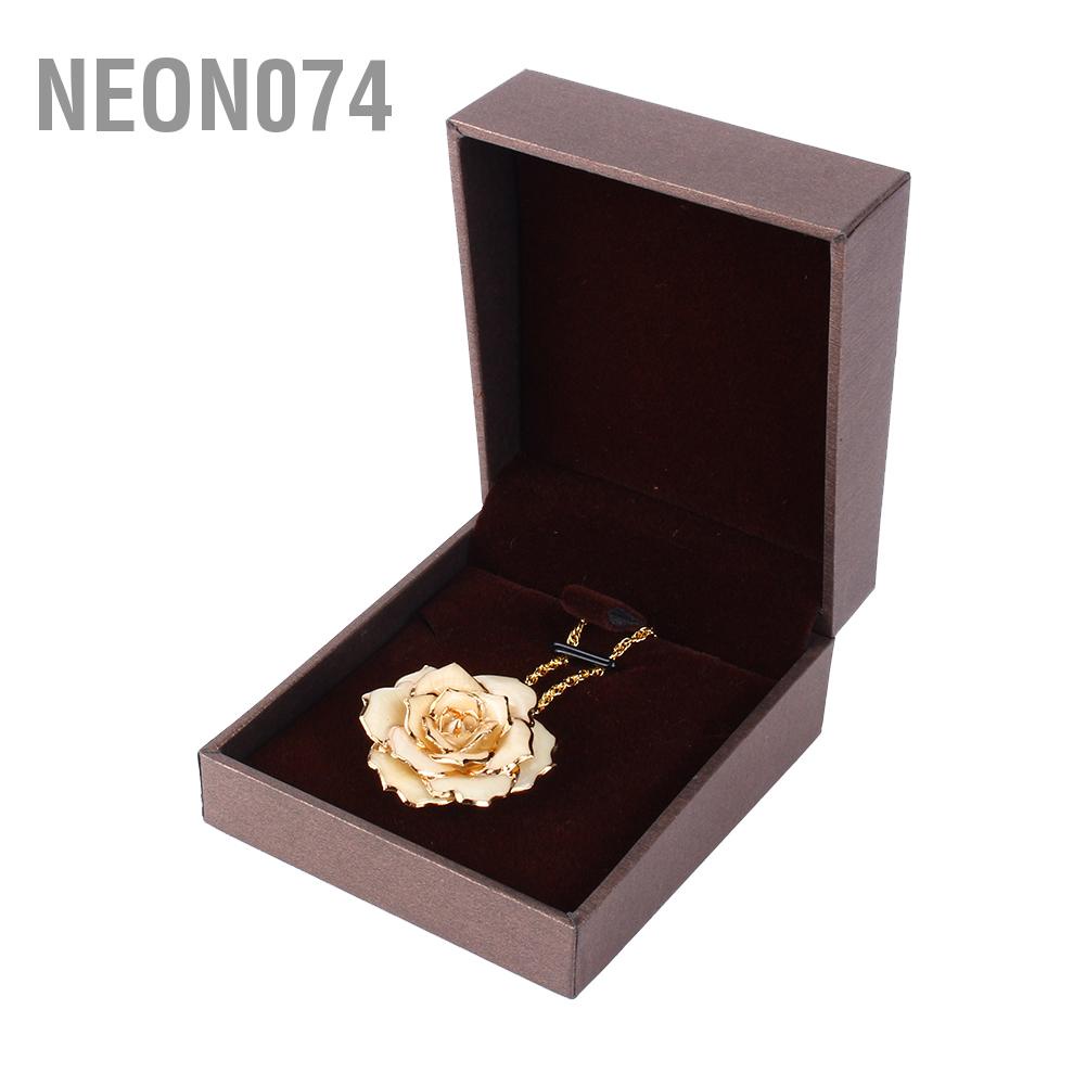 🥭 Vòng cổ Mặt Hoa Hồng Dây chuyền vàng Hoa hồng 30mm với mặt dây nhúng 24k Quà tặng cho phụ nữ Neon074