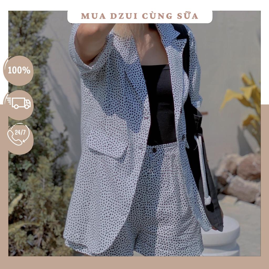Set vest 2 món áo tay phồng họa tiết trái tim - hàng thiết kế mẹ & bé  s-74