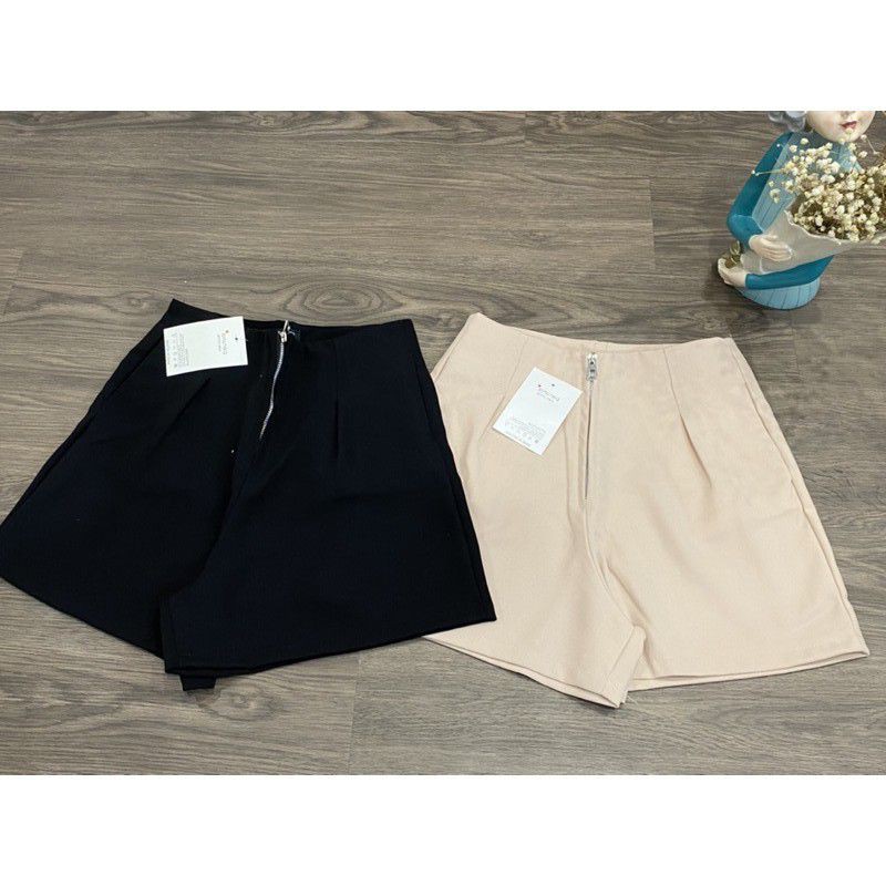 [ An Mộc] Quần Short Đùi Cạp Liền Khoá Giữa Cạp Cao Tôn Dáng Cho Nữ