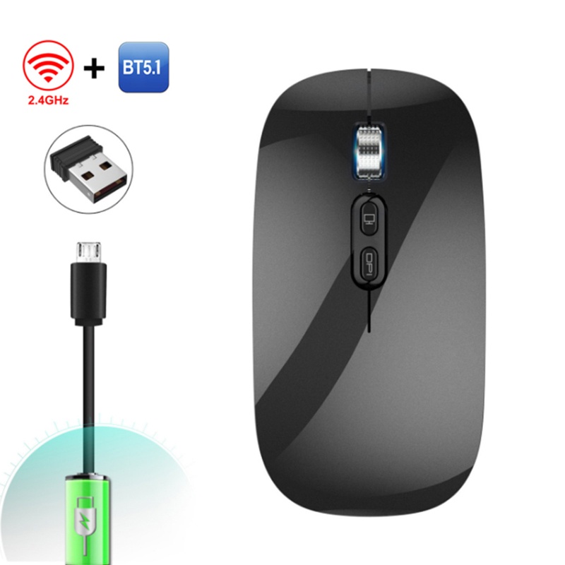 Chuột Không Dây Hai Chế Độ Kèm Đầu Nhận USB Cho Máy Tính