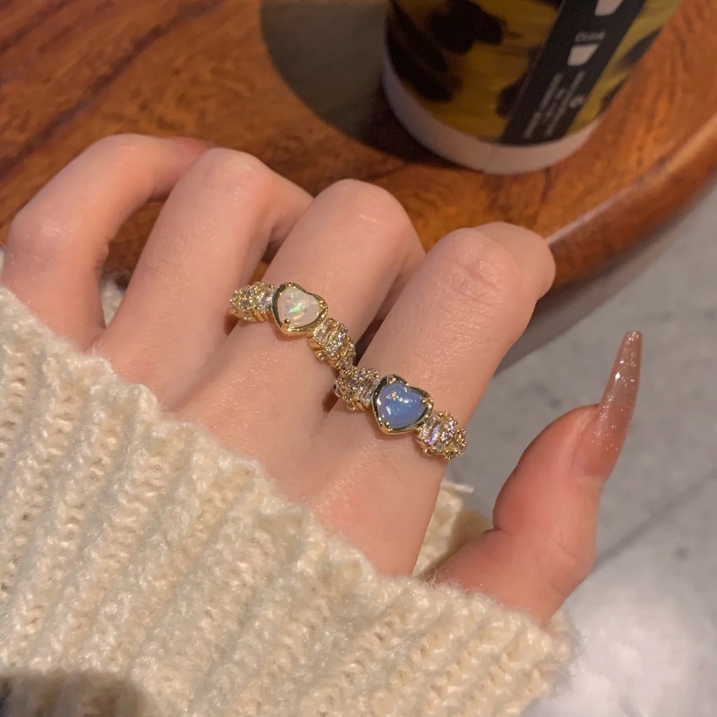 Nhẫn Hở Hình Rắn / Bướm / Trái Tim Đính Đá Opal Đơn Giản Có Thể Điều Chỉnh