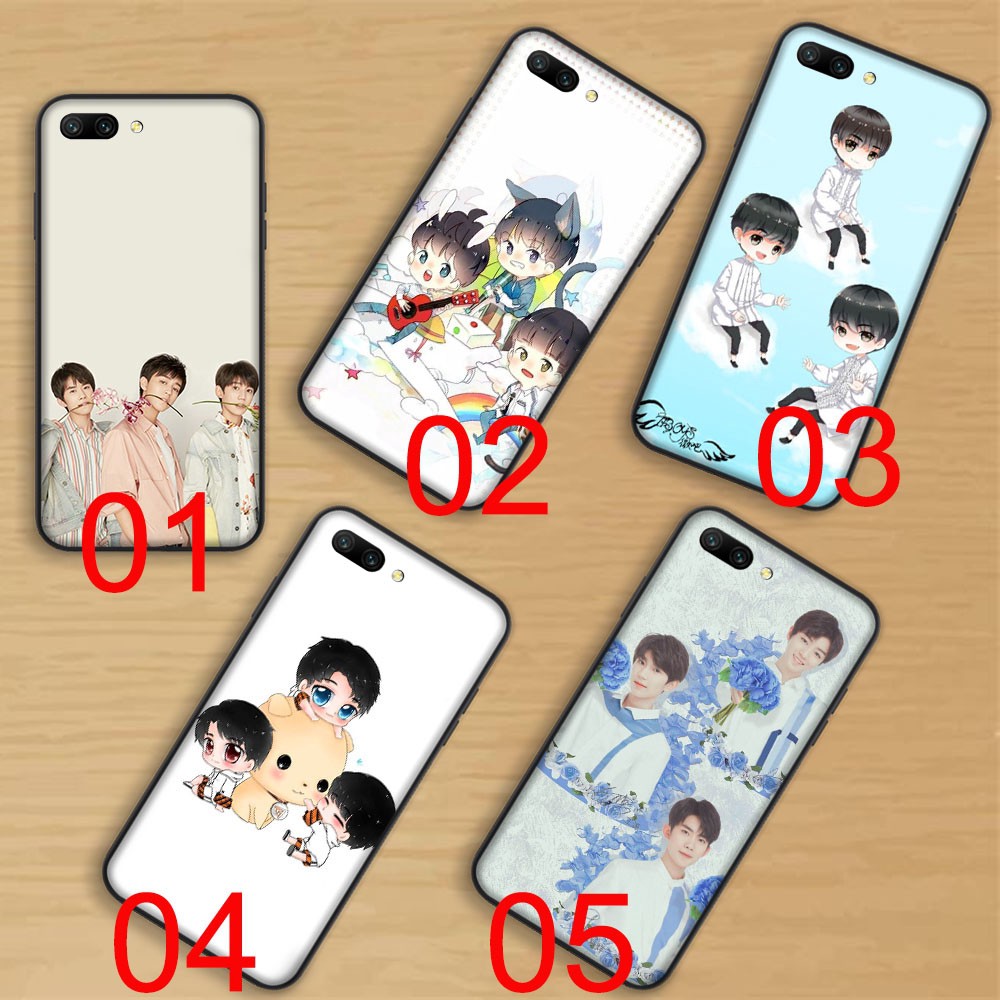 Ốp Lưng Mềm Màu Đen In Chữ Tfboys Cho Oppo F15 A8 A91 A92S A92 A72 A52 A31 A12 A53