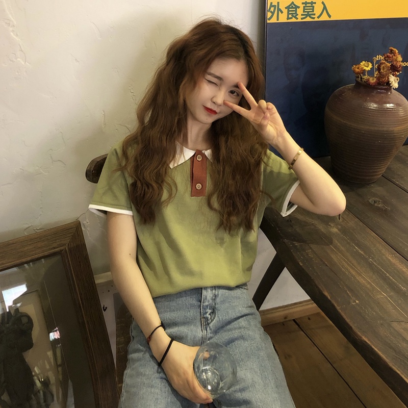 Áo thun polo ZHELIHANGFEI tay ngắn dáng rộng phong cách thời trang cá tính