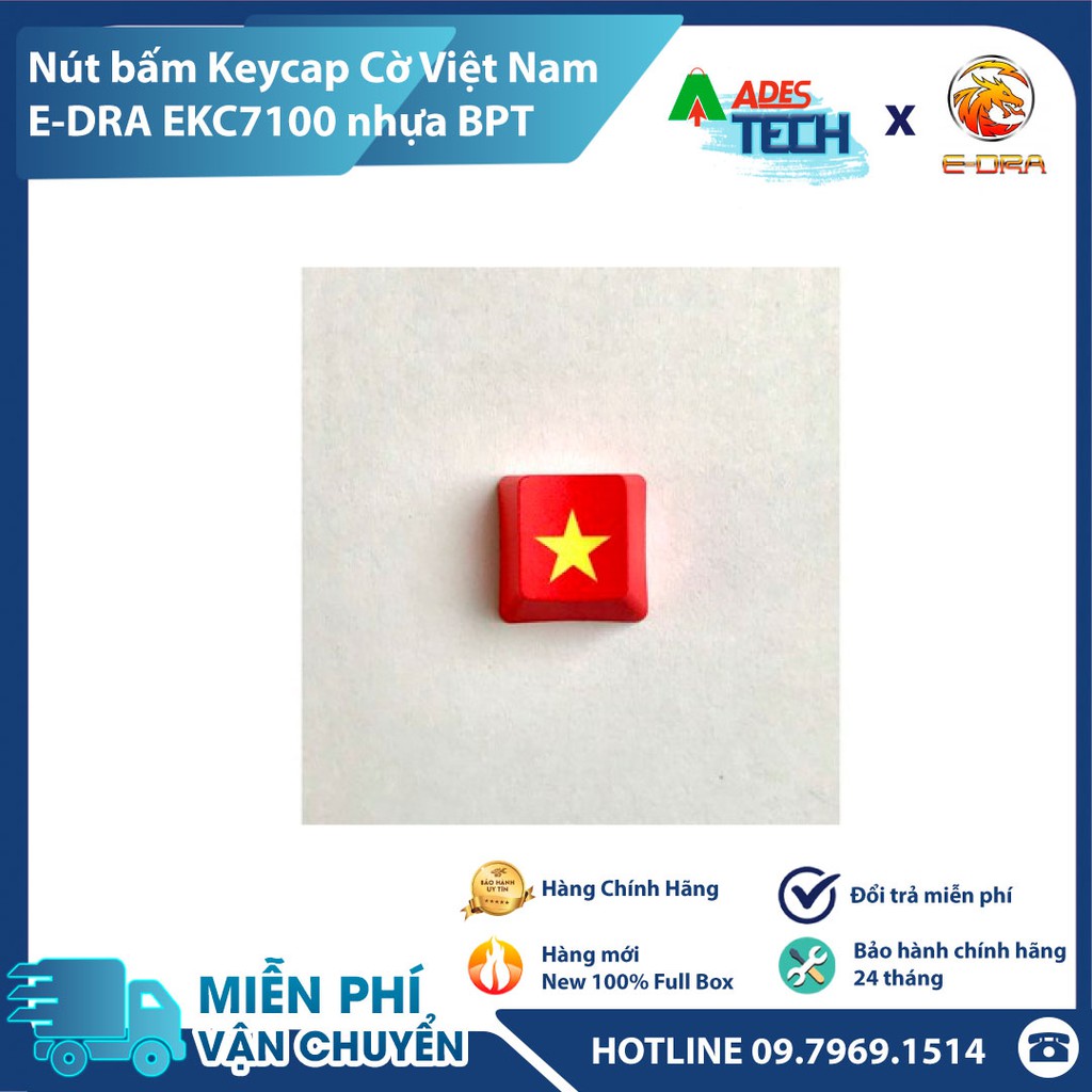 [PHỤ KIỆN HOT] Nút Bấm Keycap Cờ Việt Nam EDRA EKC7100 Nhựa BPT - Dành Cho Nhiều Loại Bàn Phím Máy Tính Cơ