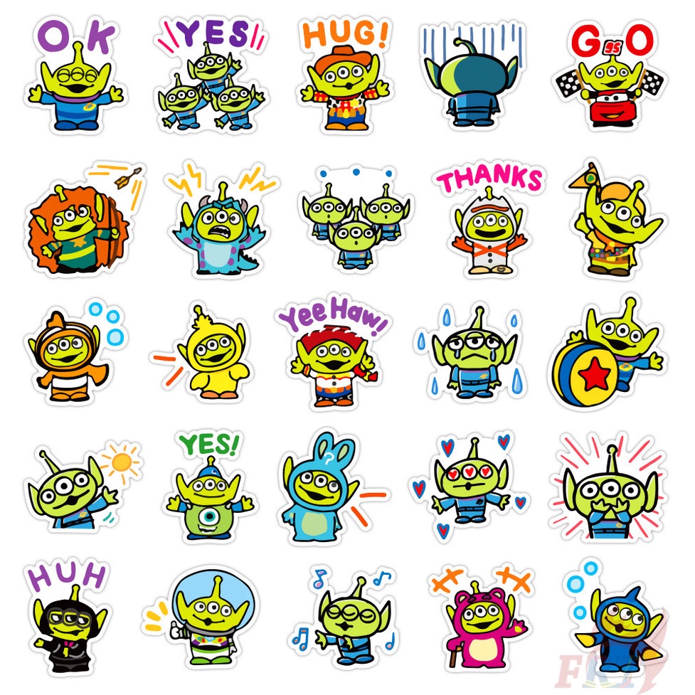 Set 50 nhãn dán mix emoji hoạt hình Disney Q nhân vật hài hước người ngoài hành tinh Toy Story Series 02 DIY thời trang